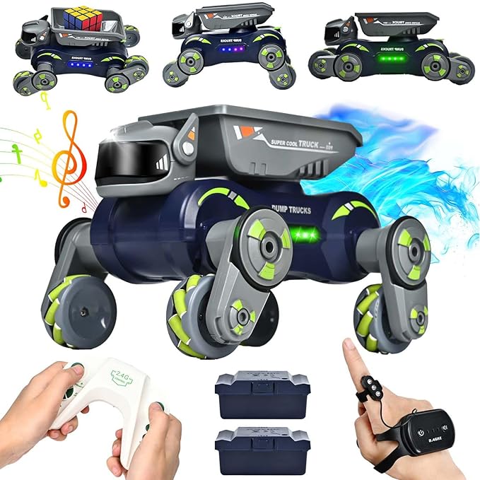 Robot Dog Toys for Boys Girls, Remote Control Car for Kids Ages 5-7, Rechargeable RC Car Stunt Kids Toys with Light Music Gesture Sensing RC Trucks Robot Toy for 8-12 Boys Girls Birthday Gift Green