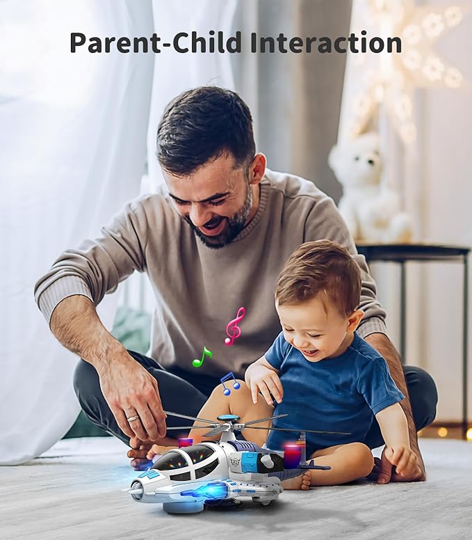 Geyiie Helicopter Toys for Boys, Kids Play Airplane with Lights and Sounds, 360°Freedom and Auto-Steering Plane, Helicopters Toys Gifts for Toddler Toys Birthday Party Favors, Blue