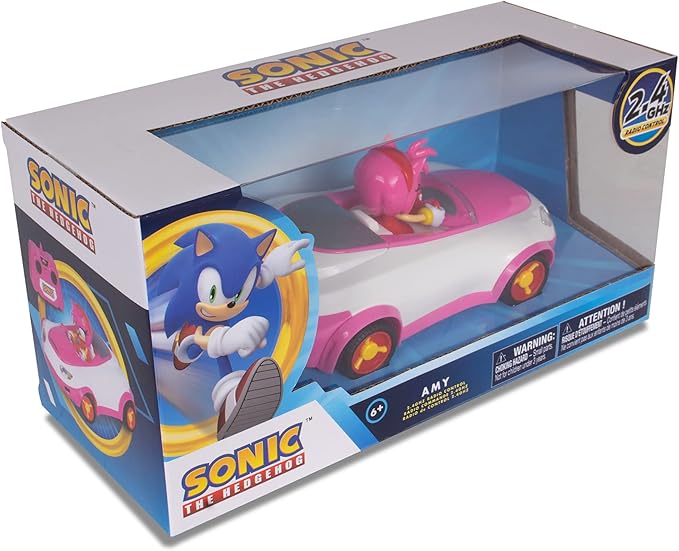 Sonic Team Racing RC: Amy Rose - NKOK (683), 1:28 Scale 2.4GHz Remote Controlled Car, 6.5' Compact Design, Officially Licensed Sega The Hedgehog, Battery Powered, Ages 6+