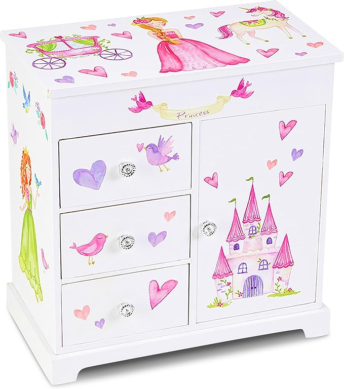 Jewelkeeper Jewelry Box for Girls with 3 Drawers - Musical Princess Jewelry Box with Spinning Doll and Dance of the Sugar Plum Fairy Tune - Appreciated Gifts for Kids - 9.5 x 7.75 x 9.5 Inches