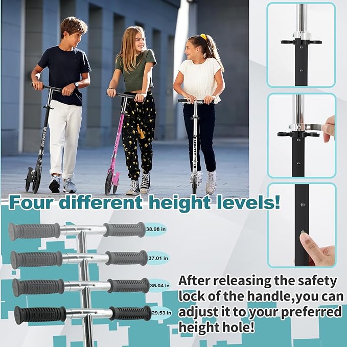 TEMBOOM Scooter Kids Scooters for Kids 6+&Adult,for Kids, Adjustable Handlebar, Foldable Scooter for Kids, Teen