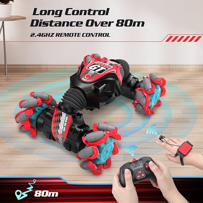 RC Stunt Car for Kids With Remote Control and Music - Double Sided 360 Degree Spins and Flips, Gesture Sensing - for 8-15 Years Boys and Girls, Birthday Gift