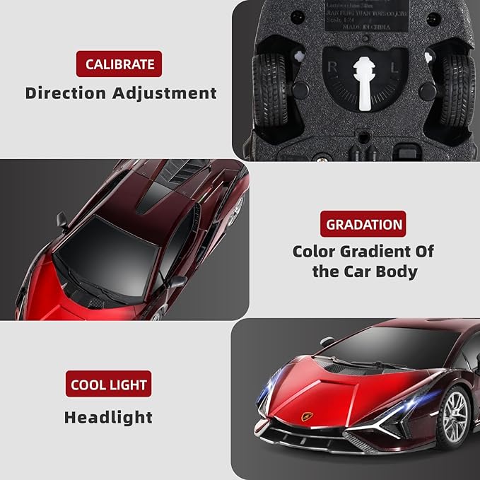 MIEBELY Lamboghini RC Car - 1:24 Scale Lambo Toy Car 3.7V 500mAh, Sián Fast Remote Control Car for Boys 8-12, Rc Race Car Model Birthday Gifts for Kids Adults Boys Girls Age 6-12 Year Old