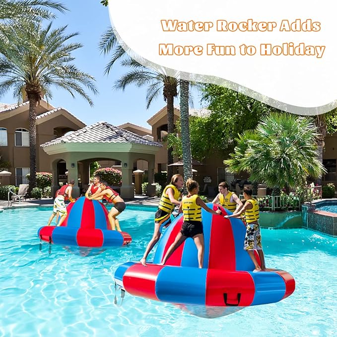 8.2FT Inflatable Dome Rocker Bouncer, Giant Roll and Play Seesaw Rocker with 8 Handles, Max Weight 660Lbs, Blow Up Outdoor Toys with Electric Pump, Inflatable Bouncer Holds Up to 4 Person