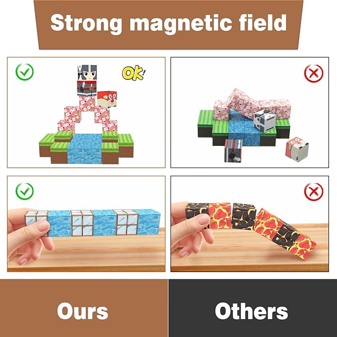 Magnetic Blocks, 100PCS Build Magnet Magic Portal Set, Build with Cubes Tiles, STEM Building Game Sensory Surprise for Toddlers Kids 3+ Year Old