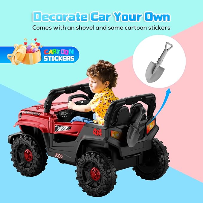 SEALIGHT 12V Kids Ride On Car Truck w/Parent Remote Control, 4 * 380W Motors, 3 Speeds, Emergency Braking, LED Lights, Music & Horn, Kids Electric Vehicles Toddler Electric Car for Girl Boy Gift