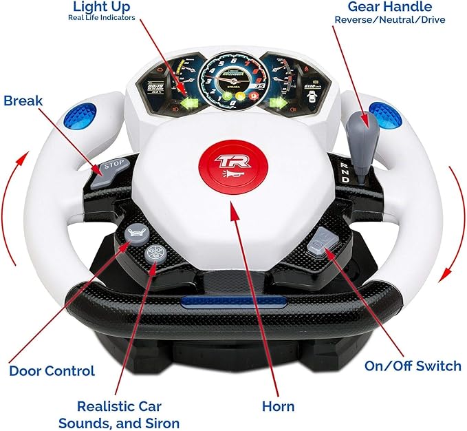 Remote Control Police Car, 4D Motion Gravity and Steering Wheel Control, 1:12 Scale, 2.4Ghz, with Lights, Sirens, Powered Doors, (TR-911)