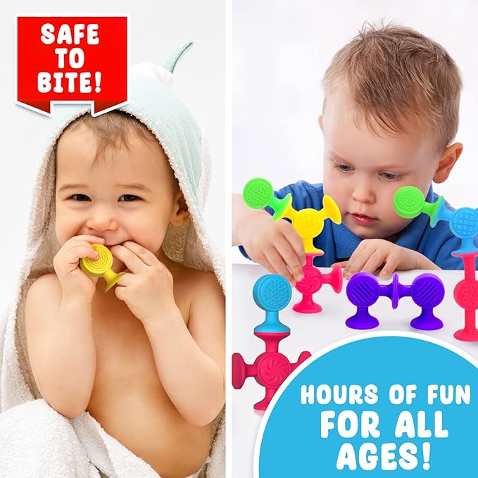 Textured Suction Bath Toys for Toddlers: 30 Pcs Silicone Baby and Toddler Sensory Fine Motor Toys - Great for Autism/ADD/ADHD - Christmas Stocking Stuffers Indoor Outdoor Travel