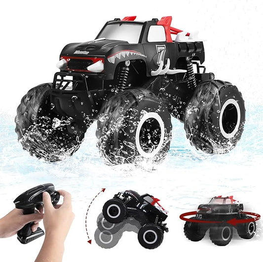 Remote Control Car 1:16 All Terrain Remote Control Monster Truck 2.4Ghz Waterproof Off-Road RC Car 360° Rotation 4WD Amphibious RC Truck Kids Beach Pool Toys Birthday Gifts for Boys Girls Age 6 7 8-12