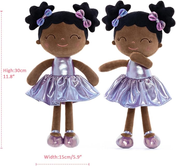 Gloveleya Baby Girl Gifts Baby Dolls Soft Doll Curvy Illusion Girl Black Purple 12inches
