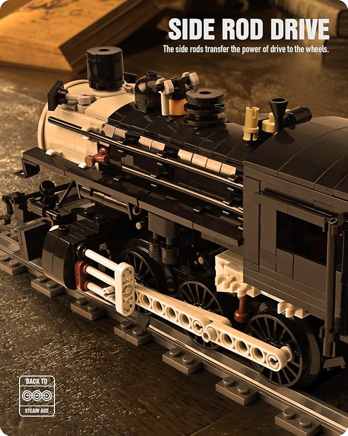 Nifeliz CN5700 Steam Train Building Kit and Engineering Toy, Collectible Steam Locomotive Display Set, 1：38 Scale Model Train Building Kit with Train Tracks, Top Present for Train Lovers (1136 PCS)