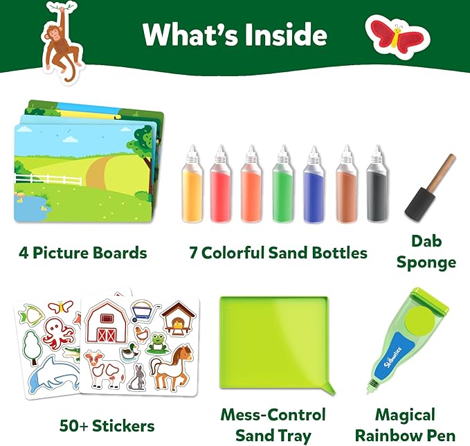 Skillmatics Sand Art Activity - Animals, Create & Stick 50+ Colorful Stickers, Creative Craft Kits & Supplies for Kids, Gifts for Girls & Boys Ages 4, 5, 6, 7, 8, 9, 10
