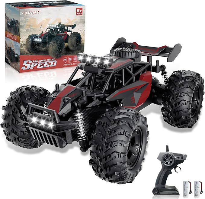 Remote Control Car, 2.4GHz 20-25KM/H Variable Speed Turbo 2-Speed Acceleration High Speed RC Car, 1:16 Off-Road Monster Truck with LED Lights and 1800mAh Rechargeable Battery – Ideal Gift for Boys 6