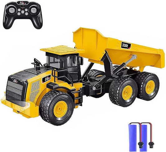 RC Dump Truck, Remote Control Dump Truck 11 Channel with Lights/Sounds/2 Batteries for Adults, RC Construction Vehicles Toys for Boys Kids, 1:16 Scale RC Dump Truck Toys