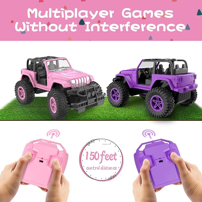 NQD RC Cars with DIY Sticker, 1:16 Scale Pink Remote Control Car for Girls, 80 Min Play 2.4Ghz Jeep RC Trucks, Little Girl Toys Birthday Xmas for 3 Years Old and Up