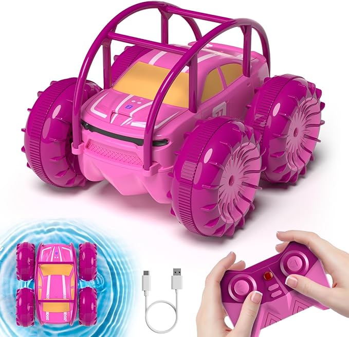 Remote Control Car, Fast Direct Charging RC Cars Amphibious 360° Rotating LED Rechargeable Stunt Car 2.4Ghz 4WD All Terrain RC Race Cars Toy Christmas Birthday Gift for Kids Boys Girls Aged 3-12 years