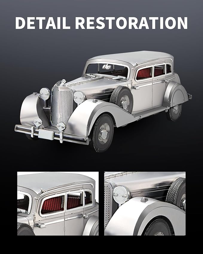 Piececool 3D Puzzles for Adults, Bulletproof Sedan 770k Metal Model Kits, Car Building Kit DIY Puzzle Set, Christams Gifts -154 Pcs