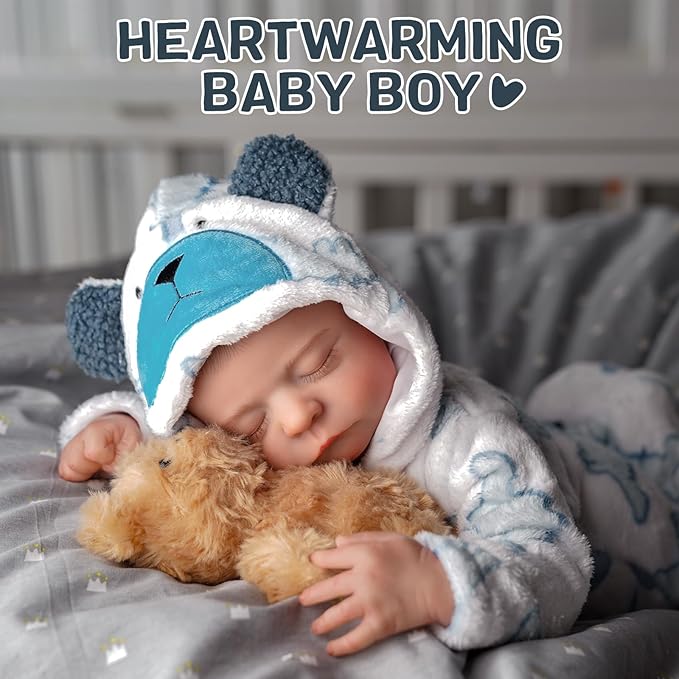 BABESIDE Reborn Baby Dolls Boy, 20 Inch Lifelike Newborn Real Life Poseable Realistic Doll for Boy Soft Vinyl and Cloth Body Baby Dolls with Clothes and Toy Gift for Kids Age 3+