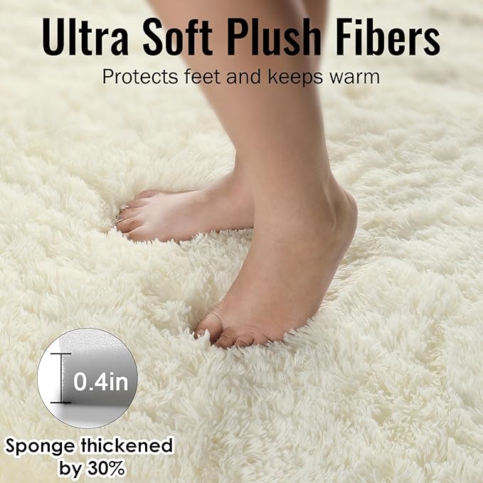 PAGISOFE Soft Living Room Rug 8x10, Cream Rugs for Bedroom, Plush Fuzzy Large Carpet for Rooms, Ivory Kids Rugs Home Decor Aesthetic,Non-Slip and Washable Large Rug for Nursery Decor Boys Man