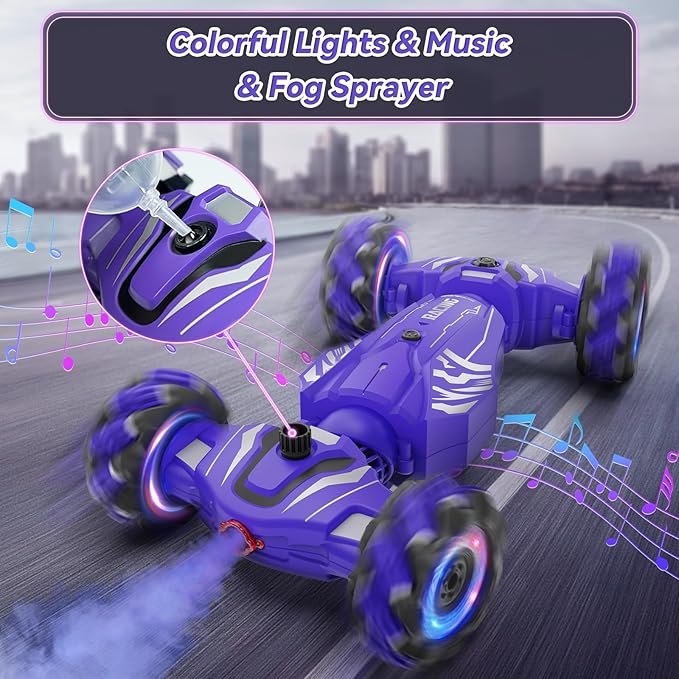 Dysaim Gesture RC Car, Birthday Gifts Toys for Boys Girls Age 6-12, 4WD Remote Control Car 360° Rotate Transform Drift RC Cars with Lights Music Sprayer, 2.4Ghz Hand Controlled