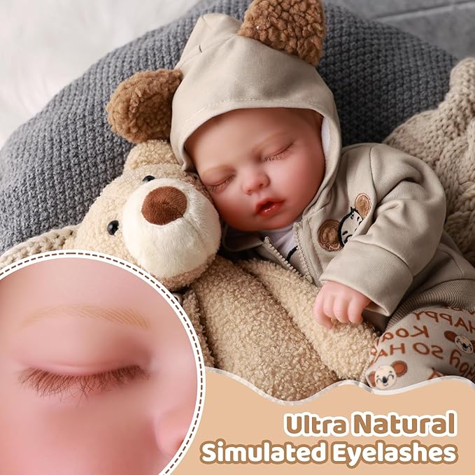 BABESIDE Lifelike Reborn Boy Doll Tero 17 Inches Realistic Baby Doll with Soft Cloth Body Limbs Poseable Real Life Baby Dolls with Feeding Accessories for Kids Ages 3+