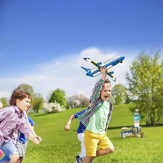 QLT QIAOLETONG City Airplane Station Building Kits Toys,STEM Building Sets for Kids, with Helicopter/Airport/Passenger/Lorry Truck/Car, Best Gift for 6-12 Boys Girls (582 Pieces)