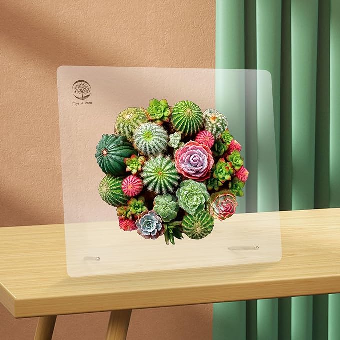 Ball Cactus Wooden Jigsaw Puzzle for Adult and Kids 300 Pcs Unique Shape Multicolor Wood Storage Box Fun Challenge Brain Teaser Family Game Creative Gift for Friends Rompecabezas Madera