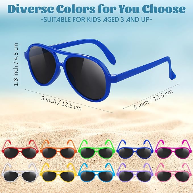 Aodaer 30 Pieces Kids Neon Sunglasses Bulk and 30 Pieces Inflatable Beach Balls 8-12 Inches for Beach Pool Party Favors Rainbow Inflatable Swimming Pool Balls for Water Games Toys Summer Supplies