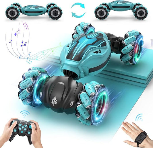 Minetom Remote Control Car, Gesture Sensing RC Stunt Car for Kids 6-12, Toy Cars for Boys & Girls with Light Music Double Sided Flip 360° Rotate Off-Road, Birthday for Kids 6 7 9 10 12