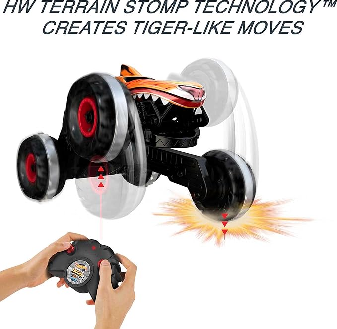 Hot Wheels RC Toy, Remote-Control Monster Trucks Unstoppable Tiger Shark in 1:15 Scale with Terrain Action Tires
