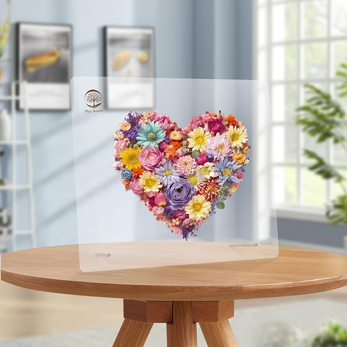 Flower Heart Wooden Jigsaw Puzzle for Adults and Kids 200 Pcs Unique Shape Wood Multicolor Beautiful Box Fun Challenge Brain Health Family Game Creative Gift for Friends Rompecabezas madera