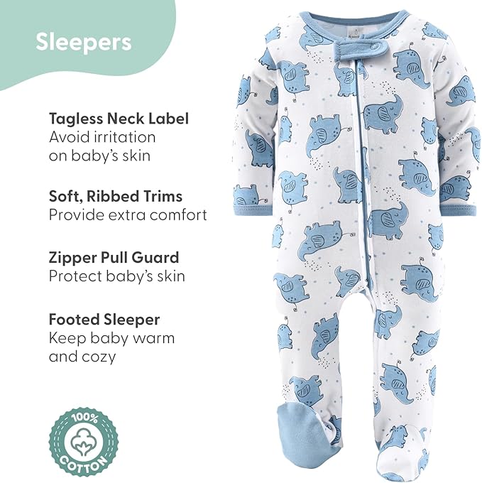The Peanutshell Baby Layette Gift Set for Boys - 30 Piece Layette Set, Newborn to 9 Months Baby Boy Clothes - Elephant Blue