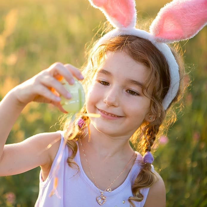 Necklace for Girls Kids Gifts - Colorful CZ Heart Initial Necklaces Unicorn Necklace for Girls Jewelry Birthday Graduation Gifts for Little Girl Kids