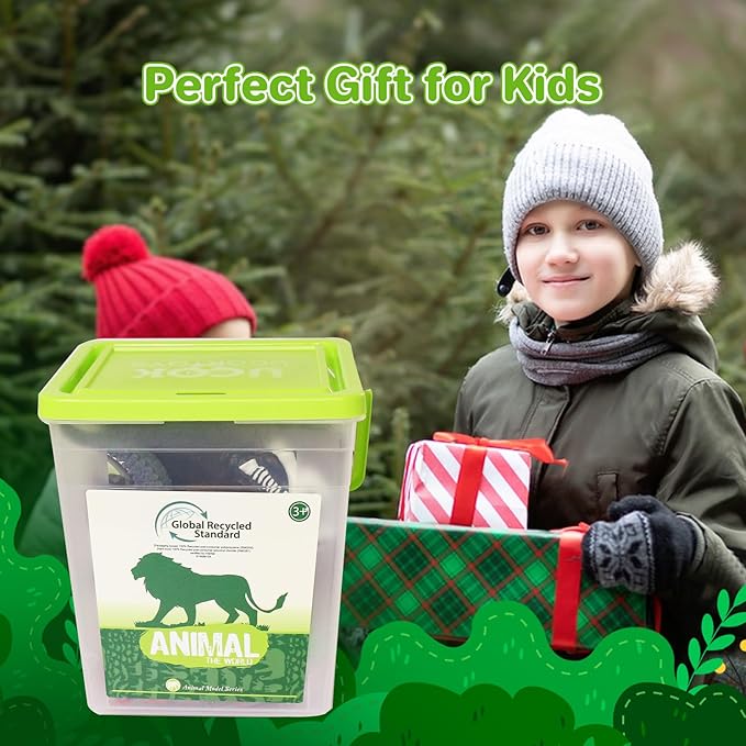 Safari Zoo Animals Figures Toys for Kids 3-5,Realistic Animal Figurines Playset with Fence for Toddlers, 22 PCS African Wild Jungle Plastic Toy Gift Set for Boys and Girls