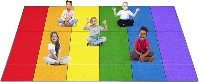 Booooom Jackson Classroom Rug Elementary, Large Classroom Carpet Preshool Seating Rug for School, Classroom Area Rug Educational Carpet with Non-Slip Backing (9'02''x11'97'', Colorful)