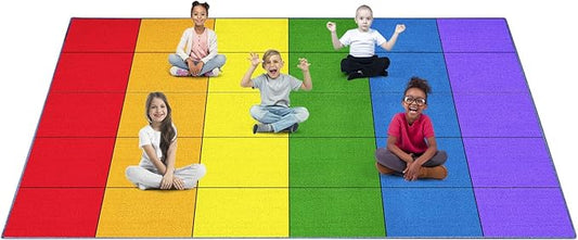Booooom Jackson Classroom Rug Elementary, Large Classroom Carpet Preshool Seating Rug for School, Classroom Area Rug Educational Carpet with Non-Slip Backing (9'02''x11'97'', Colorful)