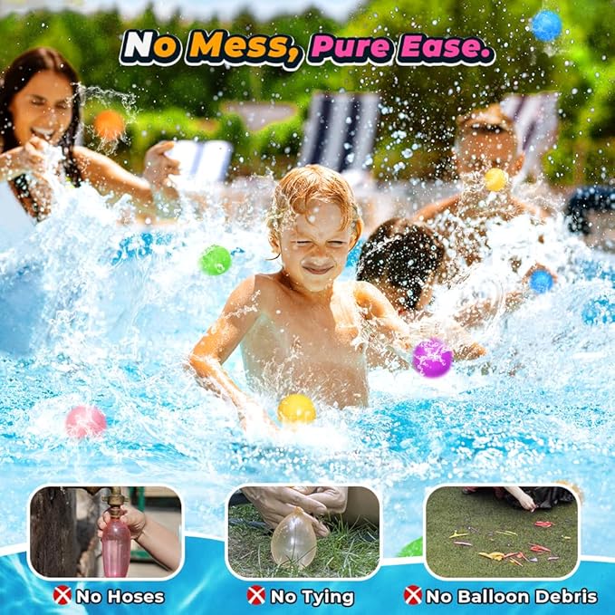 16Pcs Reusable Water Balloons - Pool Toys for Boys & Girls, Beach Outdoor Activities for Kids Ages 3-12, Summer Water Toys
