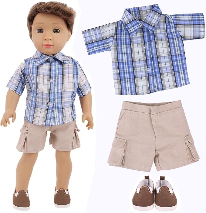 Ecore Fun 5 Sets Boy Doll Clothes and 3 Pairs of Shoes Fit for 18 Inch Boy Dolls Clothes Outfit Birthday Reward Gift for Kids