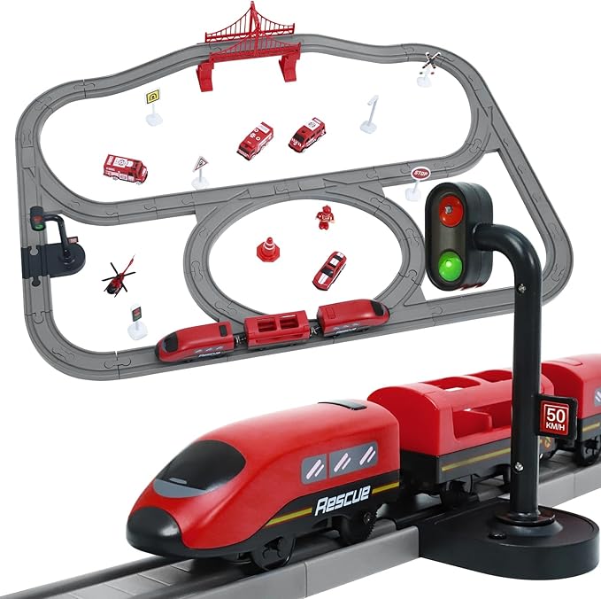 Wdmiya Train Set for Toddlers, 73 Pcs Train Toys for Kids Ages 3-8, Electric Trains Sets with Tracks (Magnetic Connection), Christmas Birthday Gifts for 3 4 5 6 7 Years Old