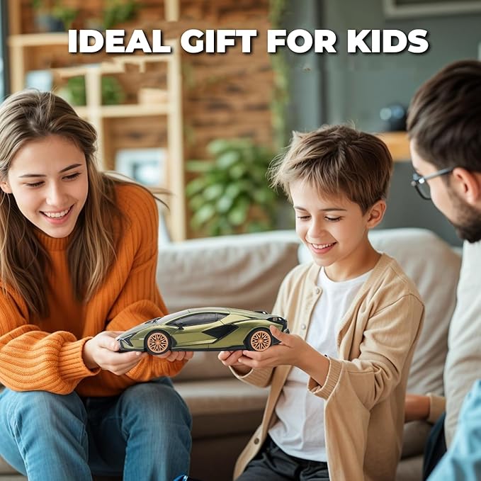 QUN XING Remote Control Car 1:24 Officially Licensed 2.4GHZ Rc Cars Lambo Sport Racing Toy Car for Kids Boys 4-7 Years Birthday Gift, Green