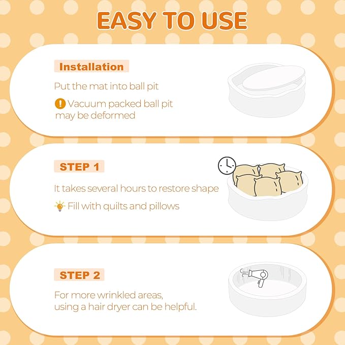 Baby Ball Pit 47.2" Soft Round Memory Foam Ball Pits NOT Included Balls Indoor Outdoor Playpen for Babies Toddlers Kids Great Gift for Girls Boys, White