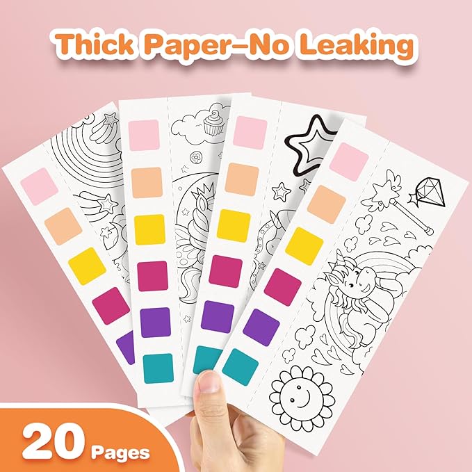 Paint with Water Coloring Books for Kids, Pocket Mess Free Watercolor Painting Kit, Water Color Paint Set Arts and Crafts Gift for Girls Ages 4 5 6 7 8+, Travel Activity Toy - Unicorns