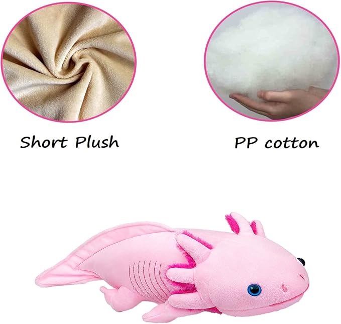 Simulation Pink Axolotl Plush Toy, Cute and Soft Zippered Blue Axolotl Set Stuffed Animal Plush Toys for Kids Boys and Girls Gifts, Room Decor