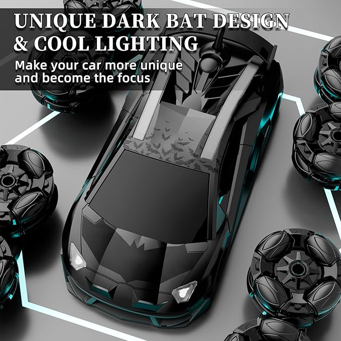 8WD Remote Control Car, 2.4Ghz RC Cars with Spray & Cool Light, Kids Toys Electroplating Process Transform Drift Climbing Car, Boys Toys for Age 4-6 7 8-13 Year Old (Black)