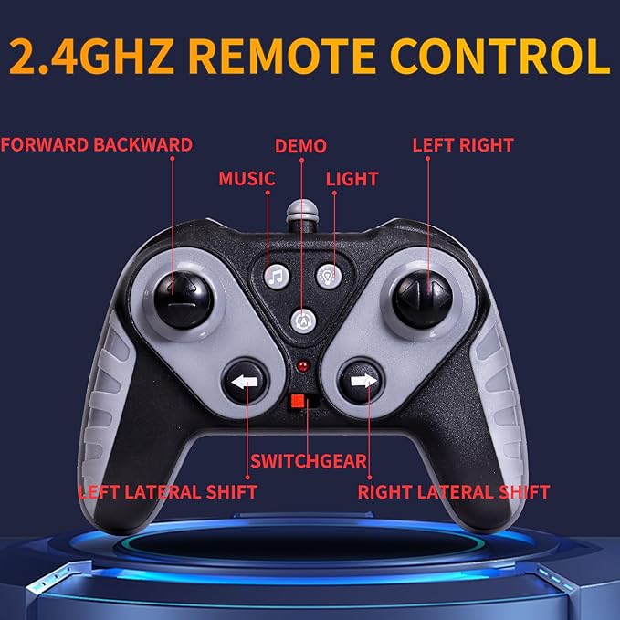 Remote Control Dump Truck,RC Stunt Car with Light & Music,RC Cars Gifts for Boys,Toy Cars for Kids 4 5 6 7 8 9 10 11 12 Yr Birthday Christmas(2 Batteries)