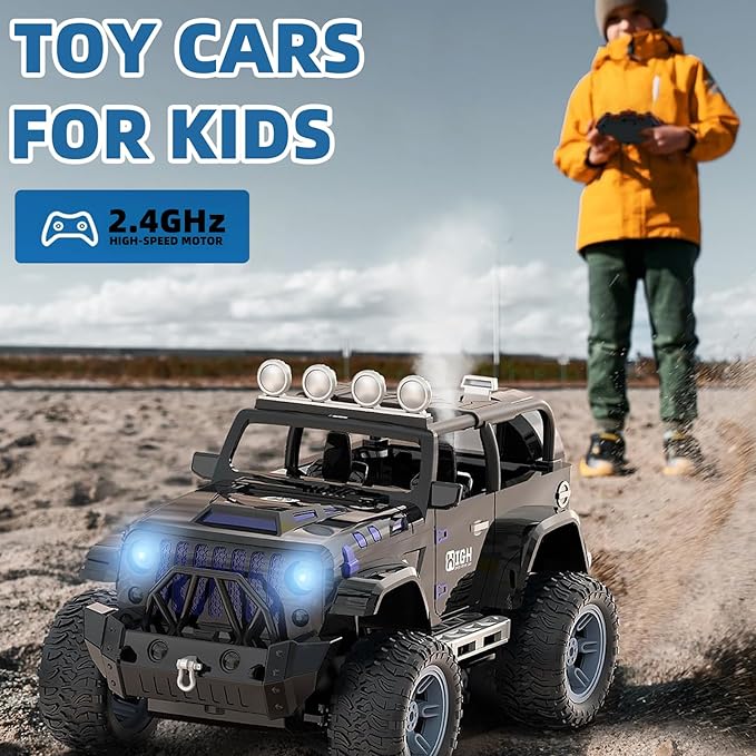 RC Car for Boys & Girls - Upgraded 2.4GHz Remote Control Car, 1:18 Scale SUV with LED Lights, 20 KM/H High Speed, 35-Min Playtime, Offroad Racing Toy for Kids Ages 6-12