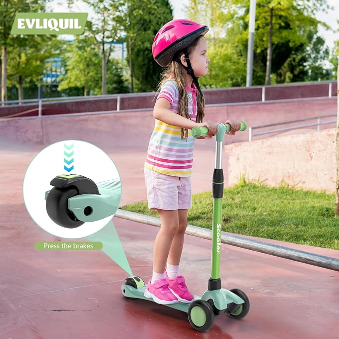 Kids Scooter,LED Lighted Wheels and 3 Adjustable Height Handlebars Scotters for Kids 3-12,3 Wheel Toddler Kick Scotter for Boys & Girls up to 132 Lbs.