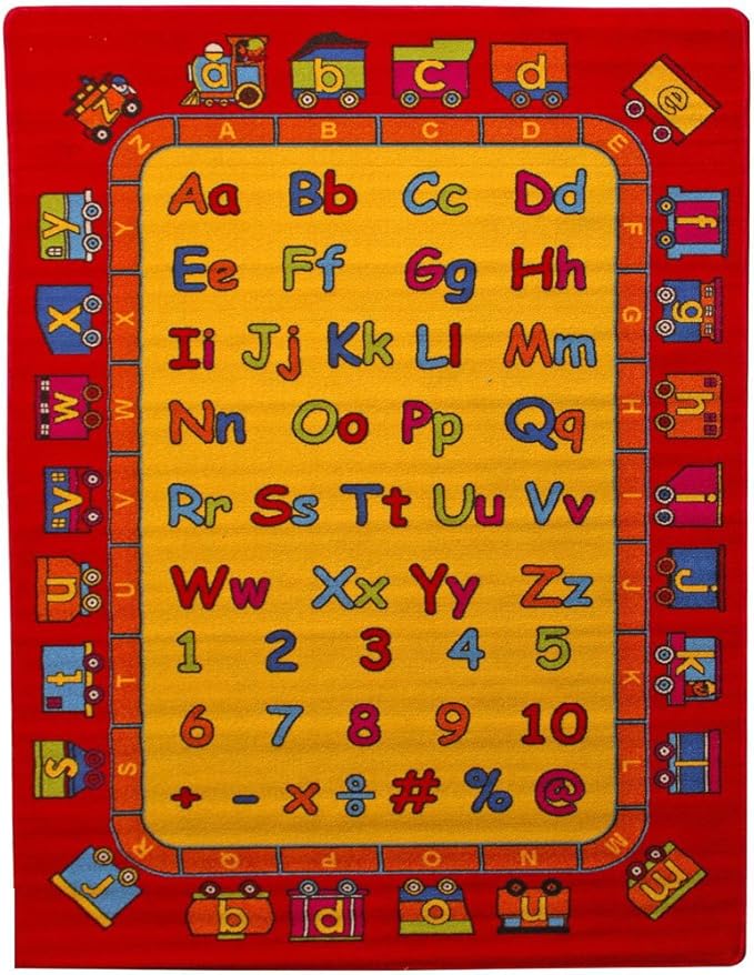 Kids Rug ABC Fun Area Rug7' feet 2" inch 10' ft (7'2" X 10')(239cmx343cm) Non Slip Gel Backing