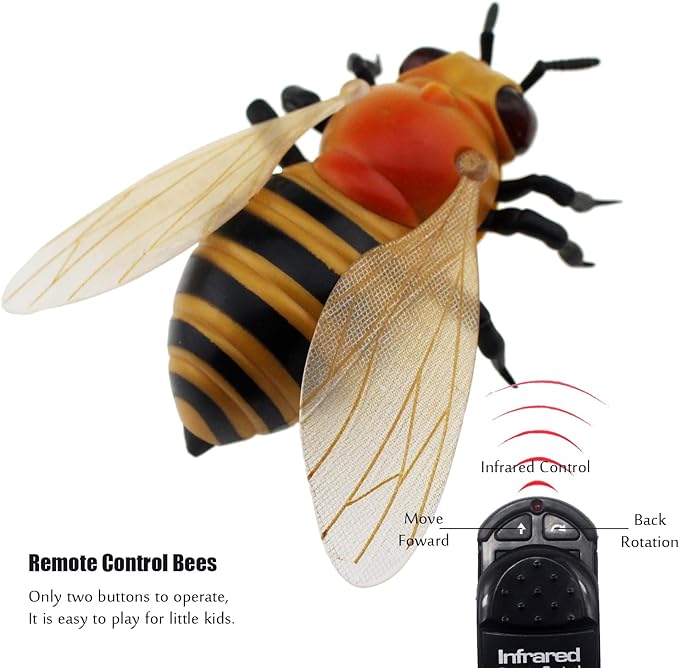 Tipmant Realistic RC Honey Bee Toys IR Remote Control Honeybee Insect Vehicle Electric Animal for Cat Dog Kids Birthday Gifts
