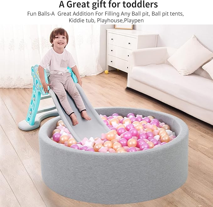 Ball Pit Balls and Stars, 100 200 500 Pieces Plastic Toy Balls for Kids Toddllers Baby Girls Ball Pits, Bounce House, Play Tent, Baby Pool Water Toys,Party Banner Props